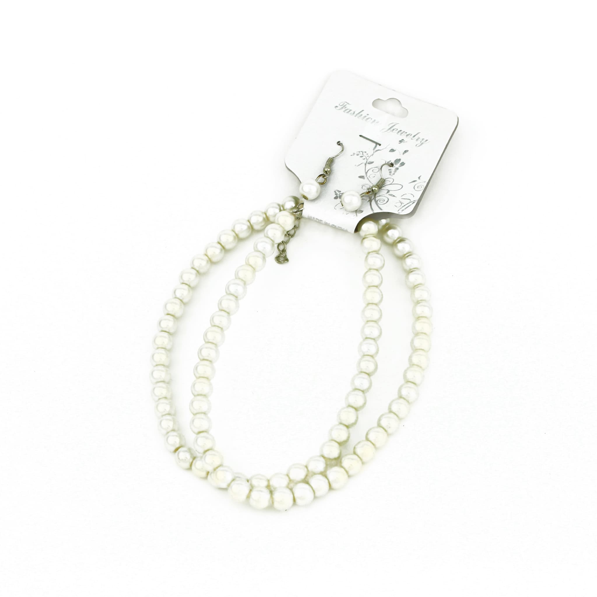 White Pearl Necklace & Earring Set