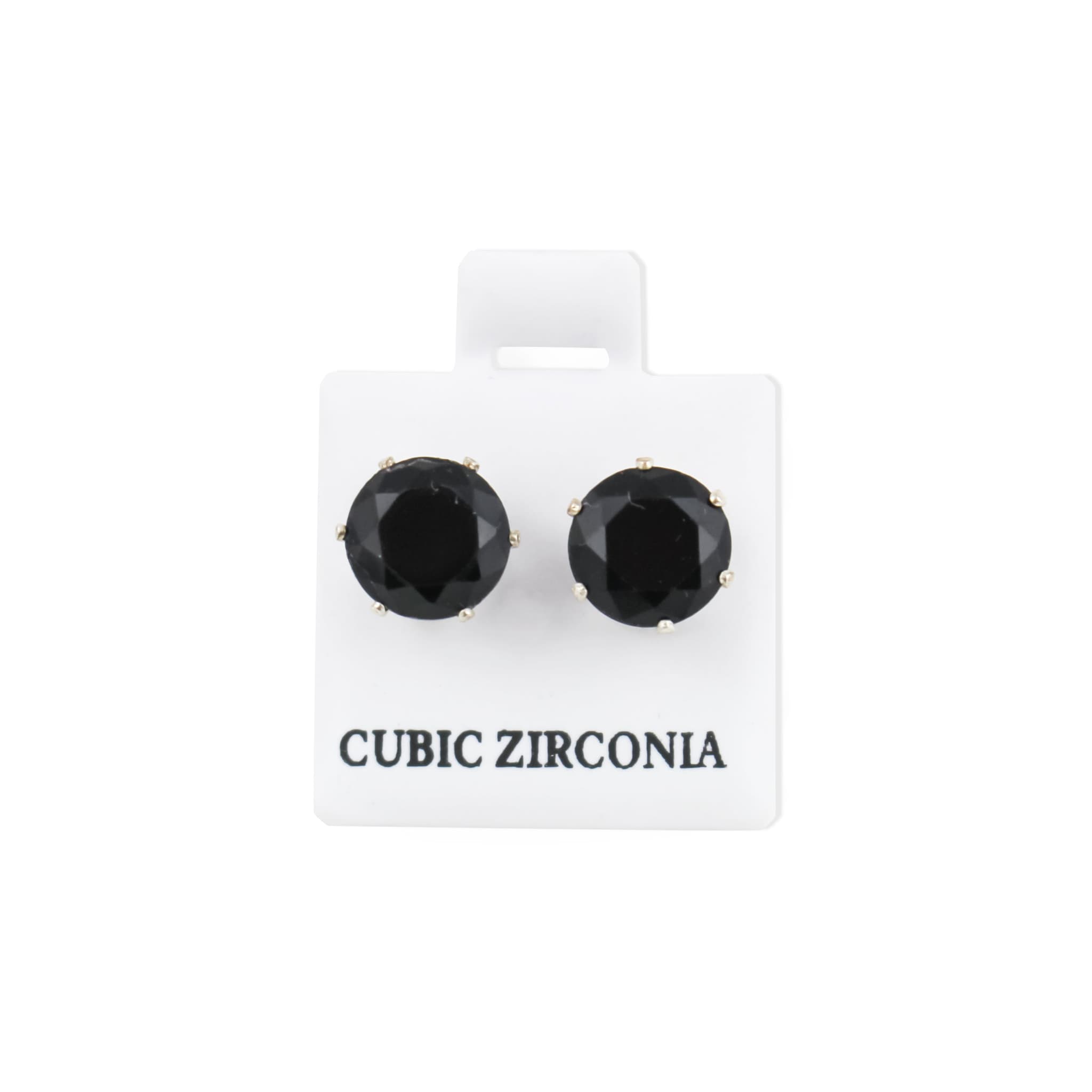 Large Round Black CZ Earrings