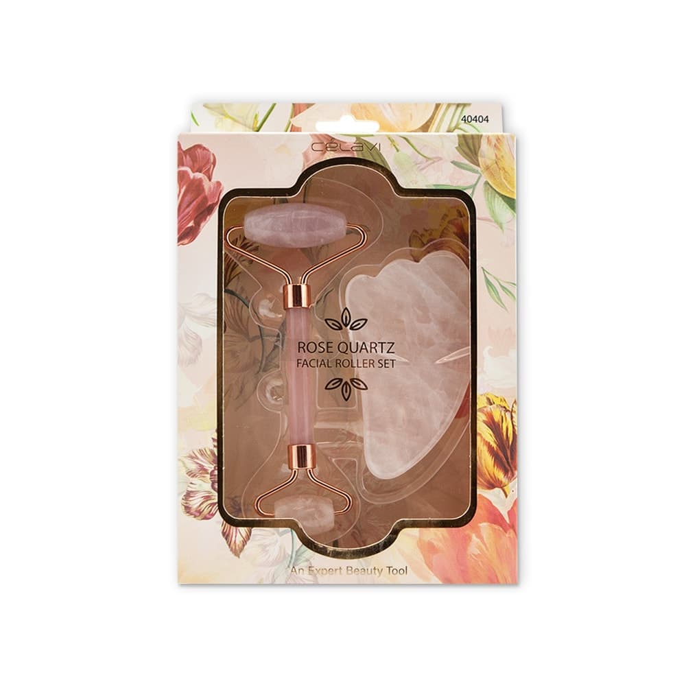 Celavi Rose Quartz Facial Roller Set