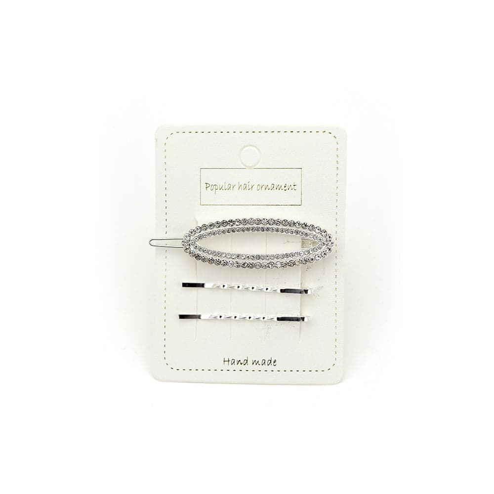 Oval Shaped Crystal Hair Clip-Bobby Pins