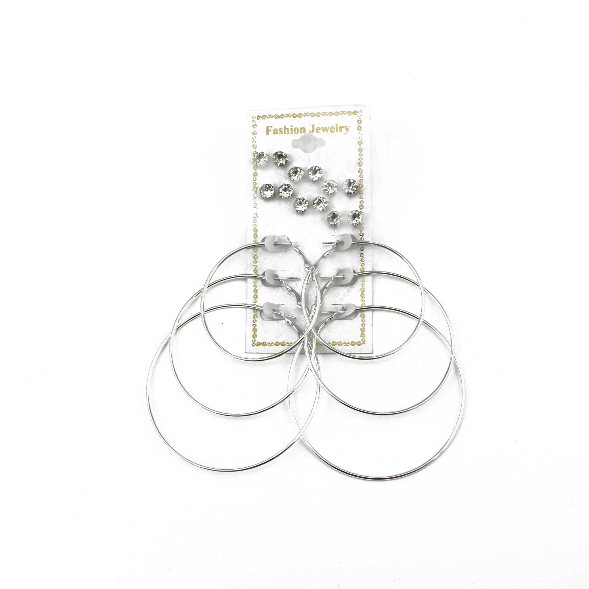Silver Hoop & CZ Stud Earring Set