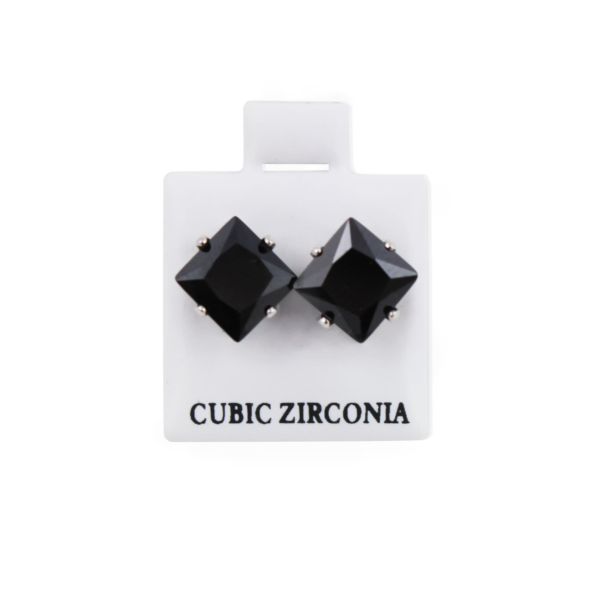 Large Square Black CZ Earrings