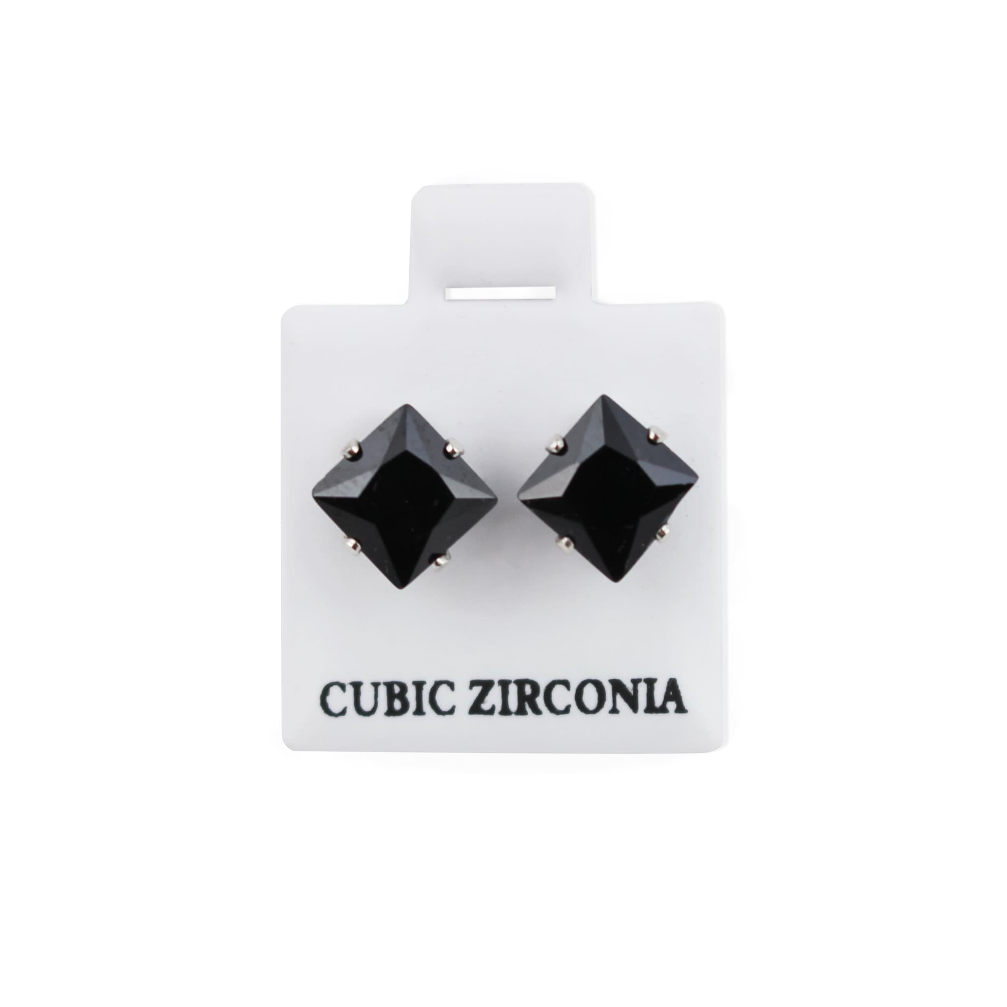 Medium Square Black CZ Earrings