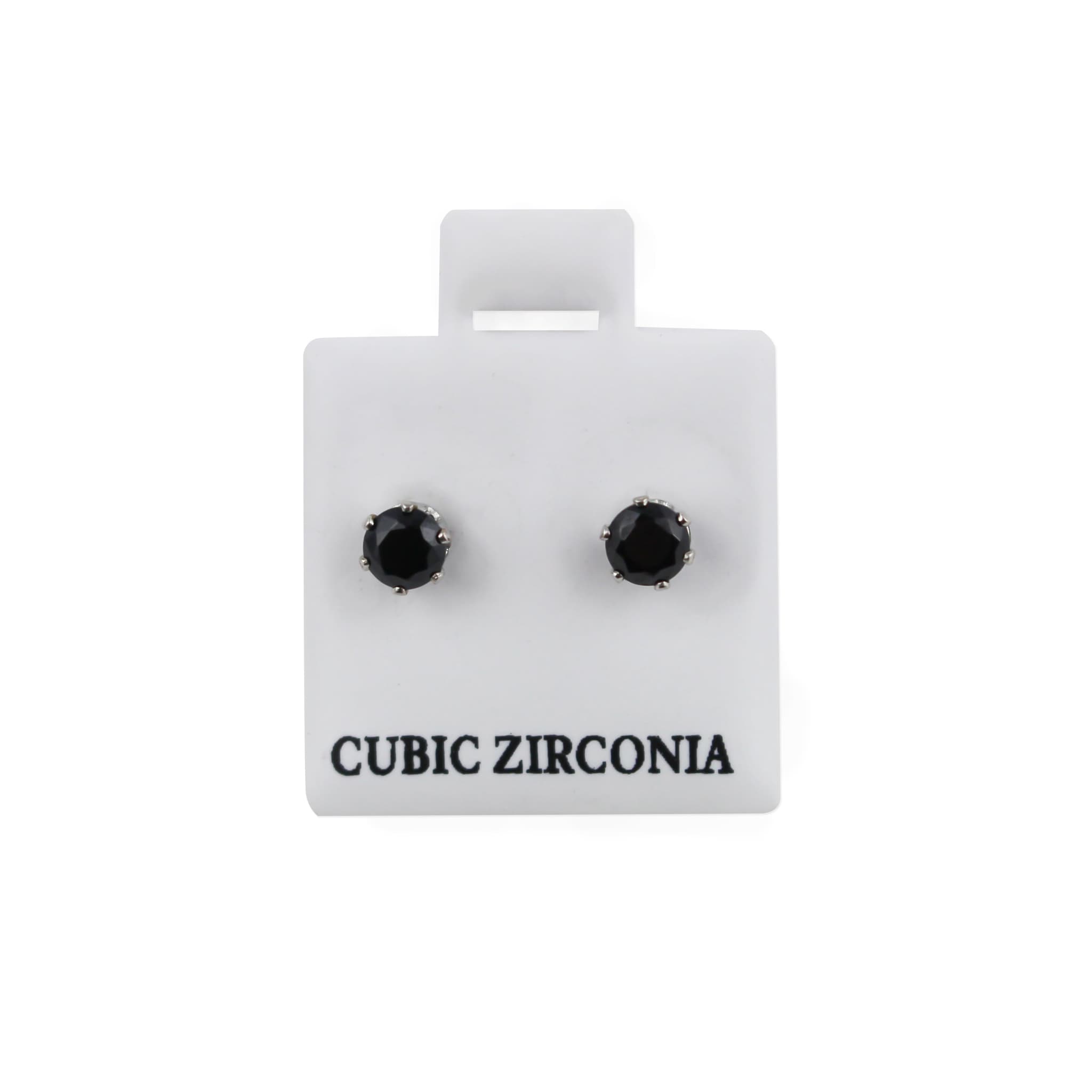 Medium Round Black CZ Earrings