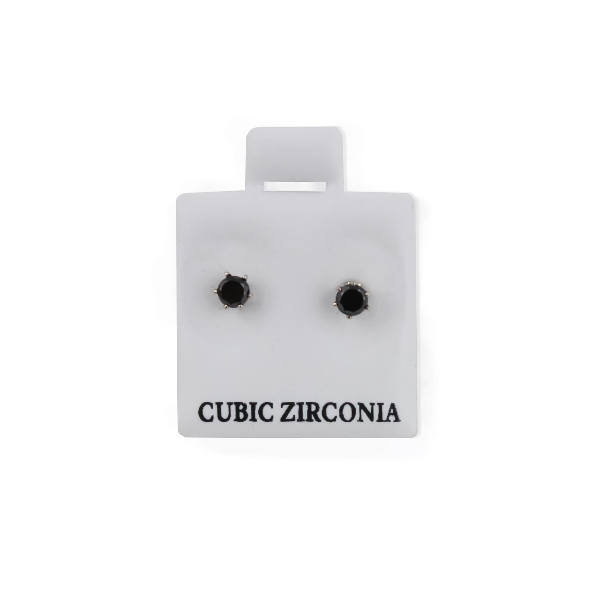 Round Black CZ Earrings