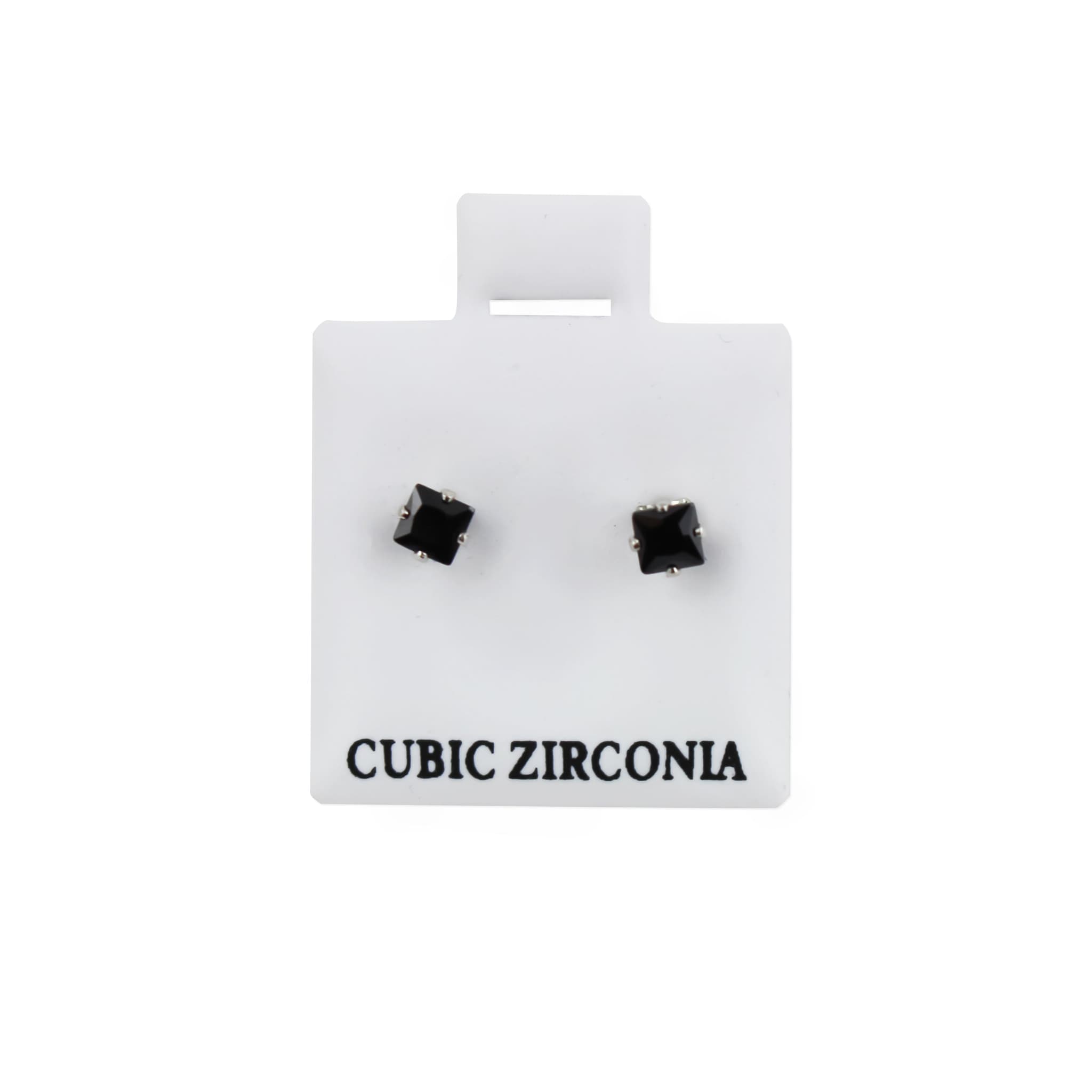 Square Black CZ Earrings